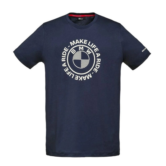 BMW Make Life a Ride T-Shirt Circle Logo- Navy